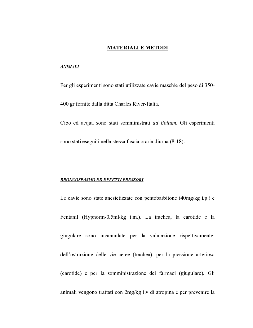 Anteprima della tesi: Controllo dell'attività bronchiale da parte dei cannabinoidi endogeni, Pagina 12