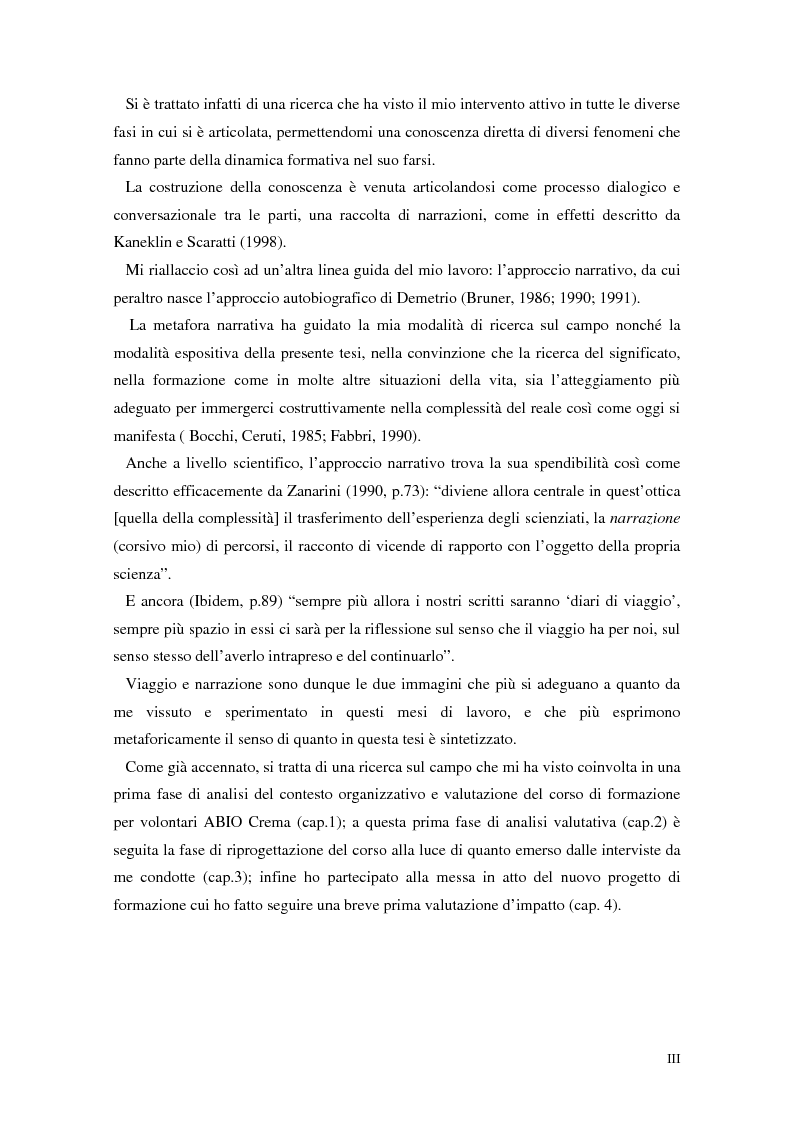 Anteprima della tesi: Aspetti narrativi dell'azione formativa. L'esperienza Abio, Pagina 3