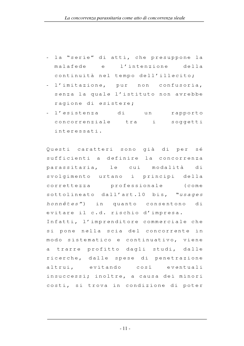 Anteprima della tesi: La concorrenza parassitaria come atto di concorrenza sleale, Pagina 11