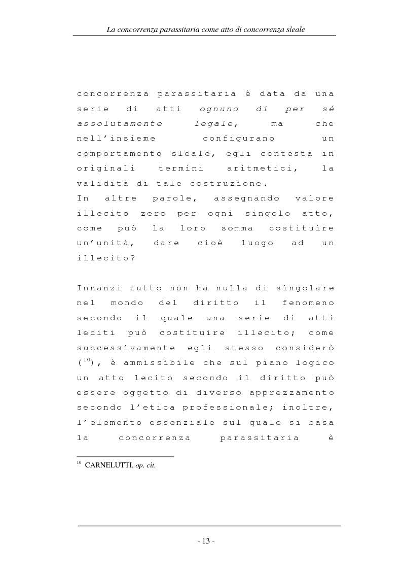 Anteprima della tesi: La concorrenza parassitaria come atto di concorrenza sleale, Pagina 13