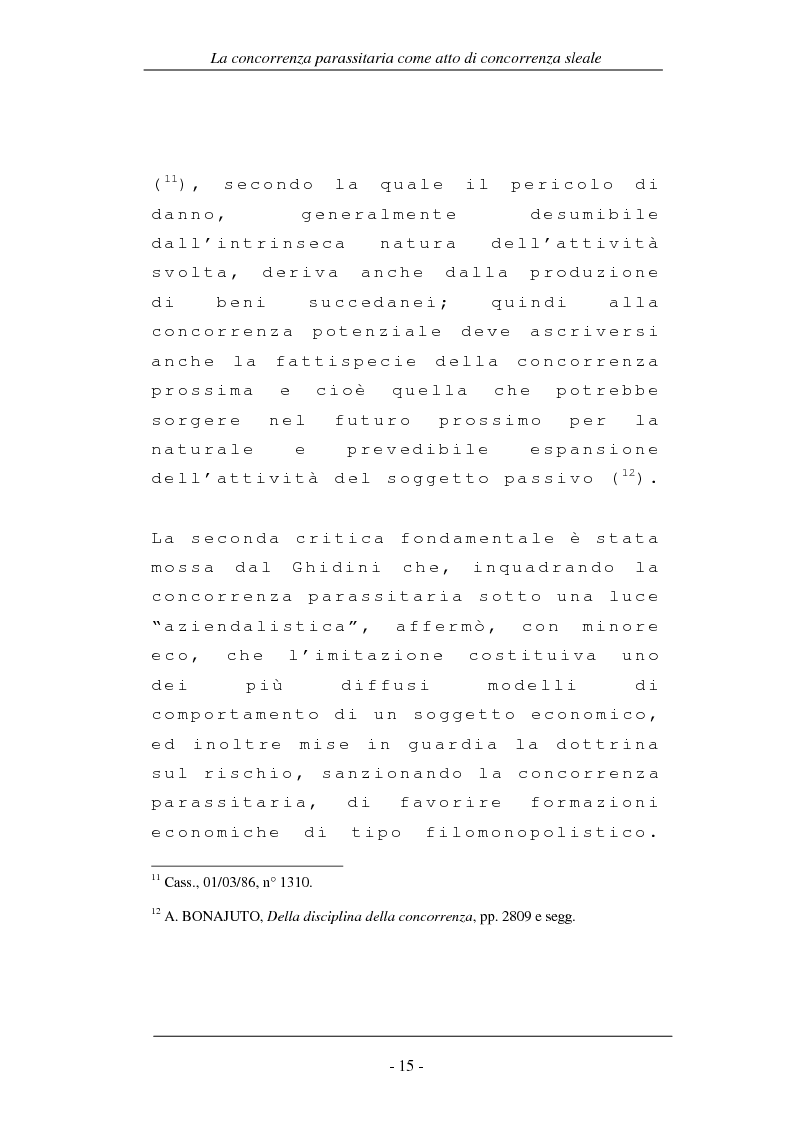 Anteprima della tesi: La concorrenza parassitaria come atto di concorrenza sleale, Pagina 15