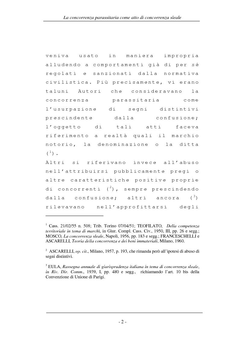 Anteprima della tesi: La concorrenza parassitaria come atto di concorrenza sleale, Pagina 2