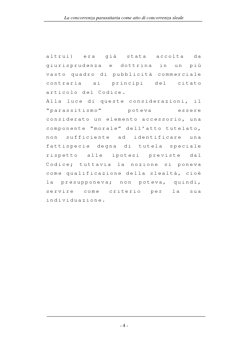 Anteprima della tesi: La concorrenza parassitaria come atto di concorrenza sleale, Pagina 4