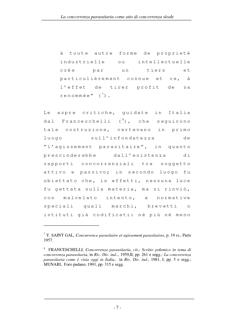 Anteprima della tesi: La concorrenza parassitaria come atto di concorrenza sleale, Pagina 7