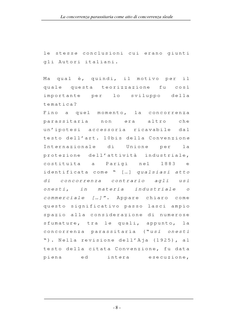 Anteprima della tesi: La concorrenza parassitaria come atto di concorrenza sleale, Pagina 8