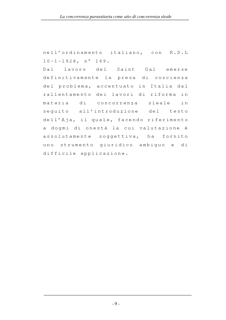 Anteprima della tesi: La concorrenza parassitaria come atto di concorrenza sleale, Pagina 9