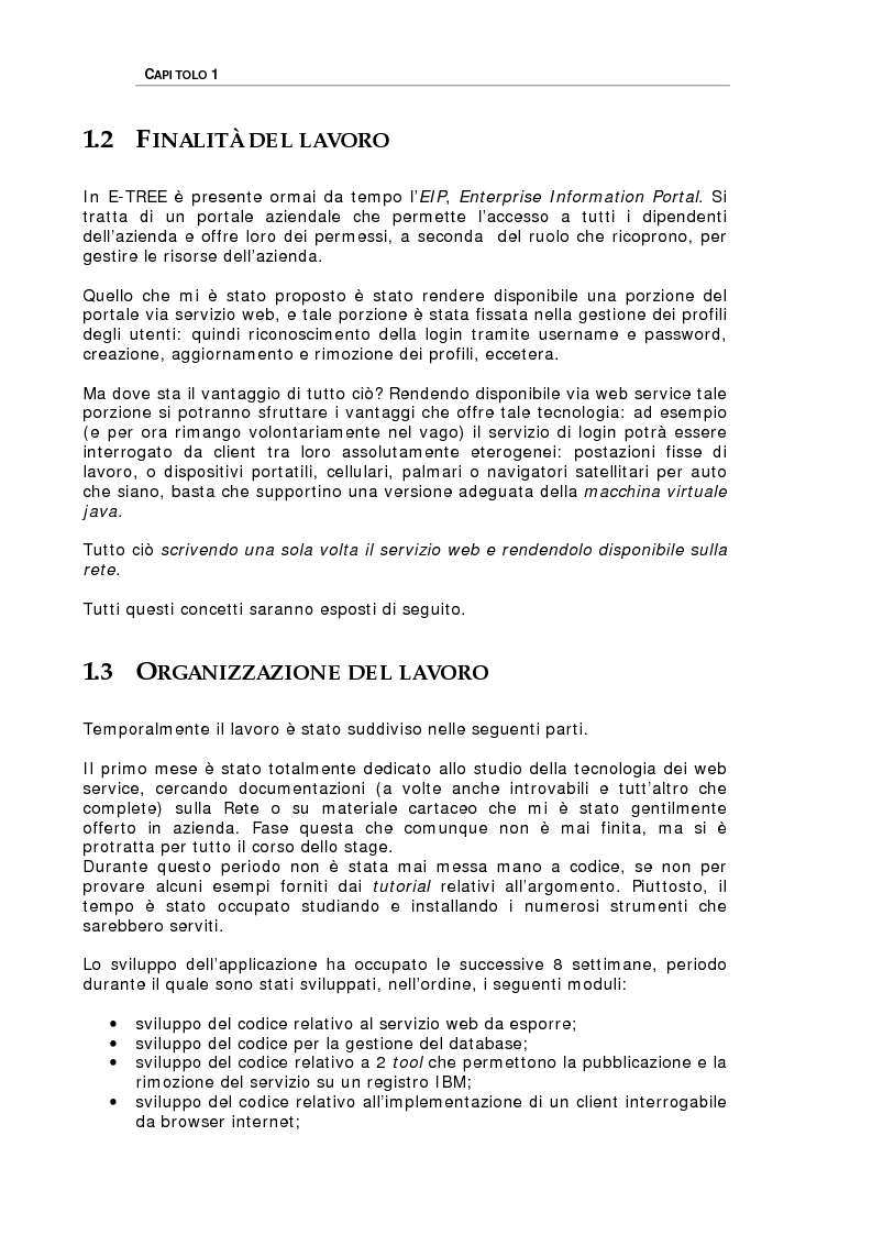 Anteprima della tesi: Studio delle problematiche legate alla realizzazione di una applicazione enterprise basata su Web Service, Pagina 2