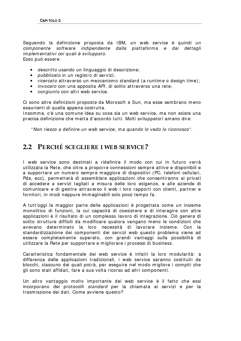 Anteprima della tesi: Studio delle problematiche legate alla realizzazione di una applicazione enterprise basata su Web Service, Pagina 7
