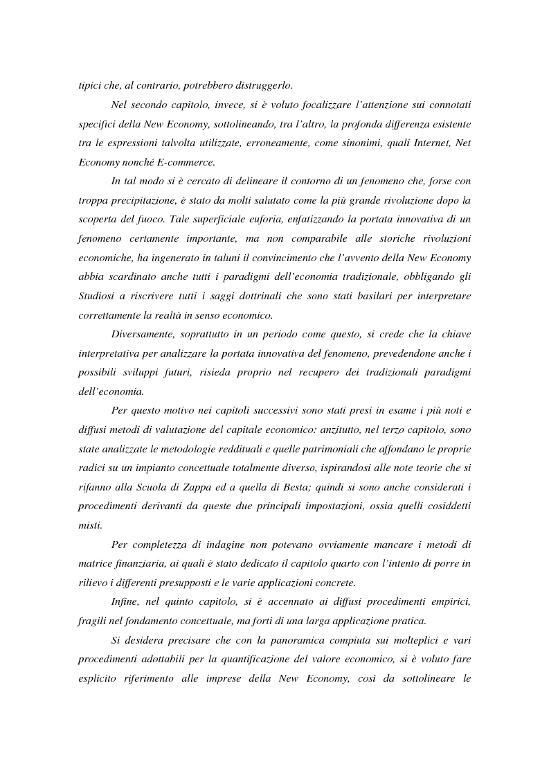 Anteprima della tesi: Il valore nella new economy. Un'analisi critica per la determinazione del capitale economico, Pagina 2