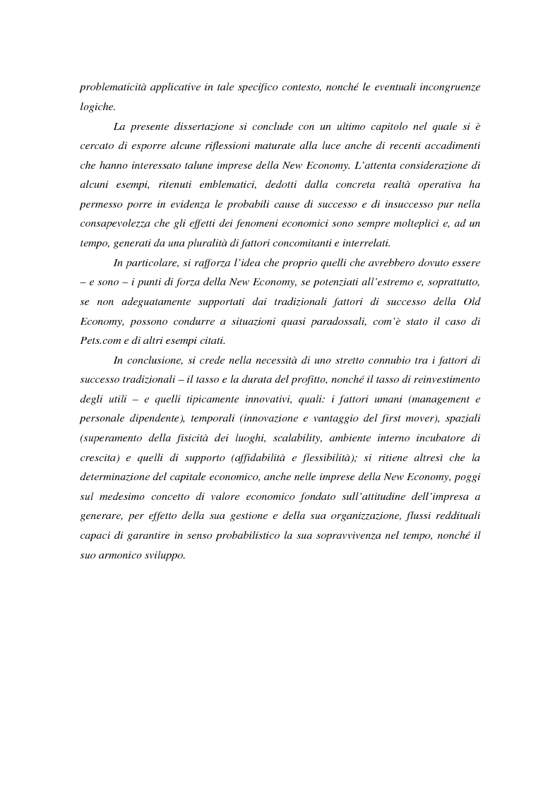 Anteprima della tesi: Il valore nella new economy. Un'analisi critica per la determinazione del capitale economico, Pagina 3