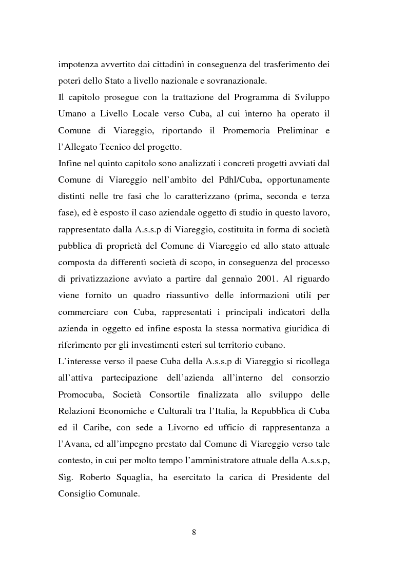 Anteprima della tesi: Processi di internazionalizzazione delle piccole e medie imprese e nuove forme di cooperazione allo sviluppo: un'esperienza di cooperazione con Cuba, Pagina 8