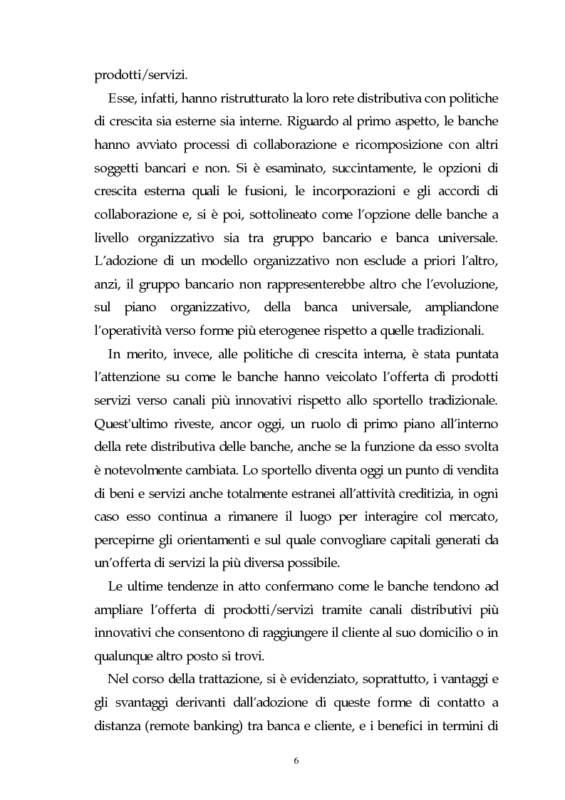 Anteprima della tesi: Evoluzione dell'attività bancaria e riflessi sulla struttura e organizzazione dei canali distributivi, Pagina 6