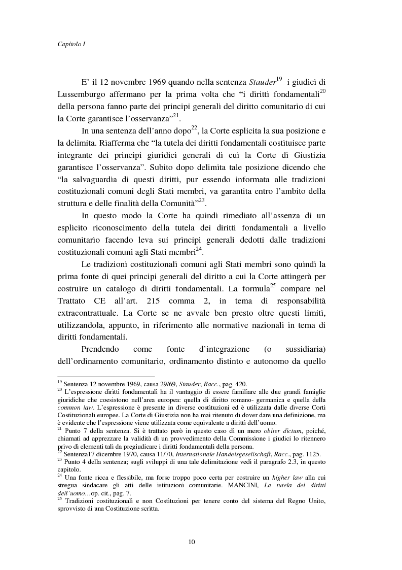 Anteprima della tesi: I diritti fondamentali nel processo comunitario, Pagina 10