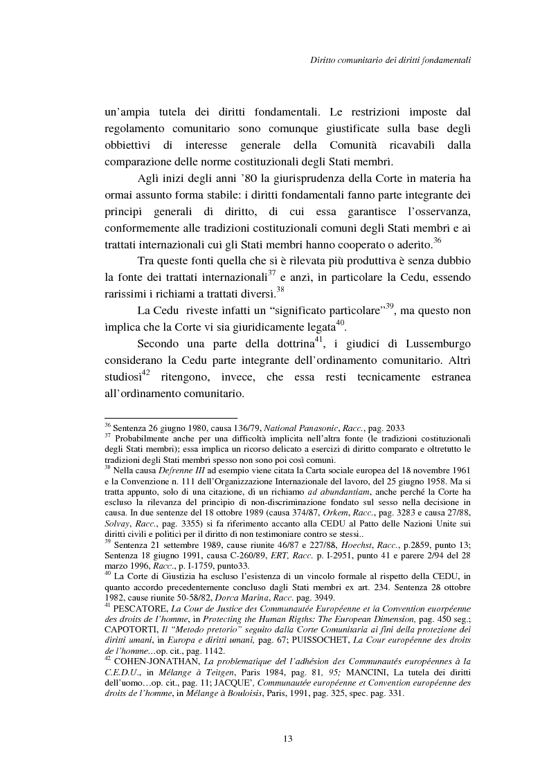 Anteprima della tesi: I diritti fondamentali nel processo comunitario, Pagina 13
