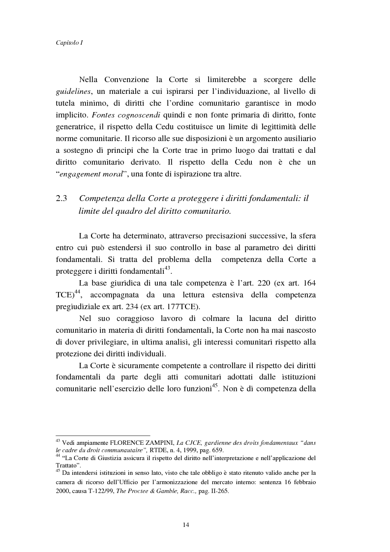 Anteprima della tesi: I diritti fondamentali nel processo comunitario, Pagina 14