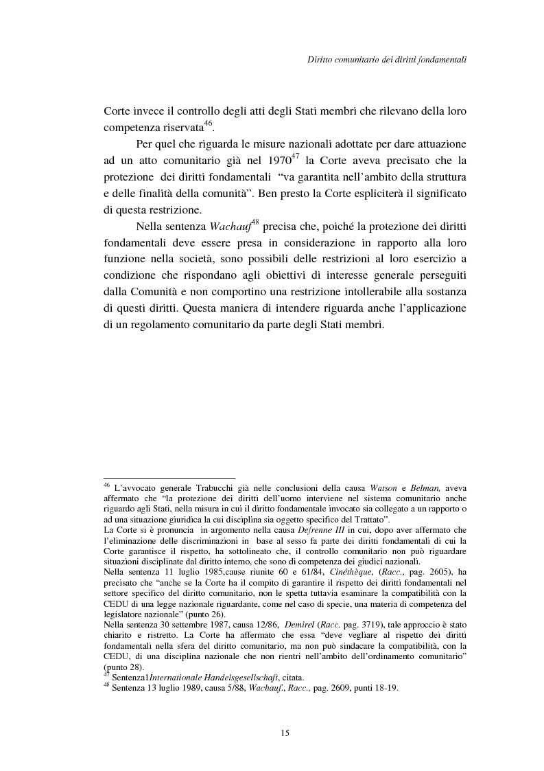 Anteprima della tesi: I diritti fondamentali nel processo comunitario, Pagina 15