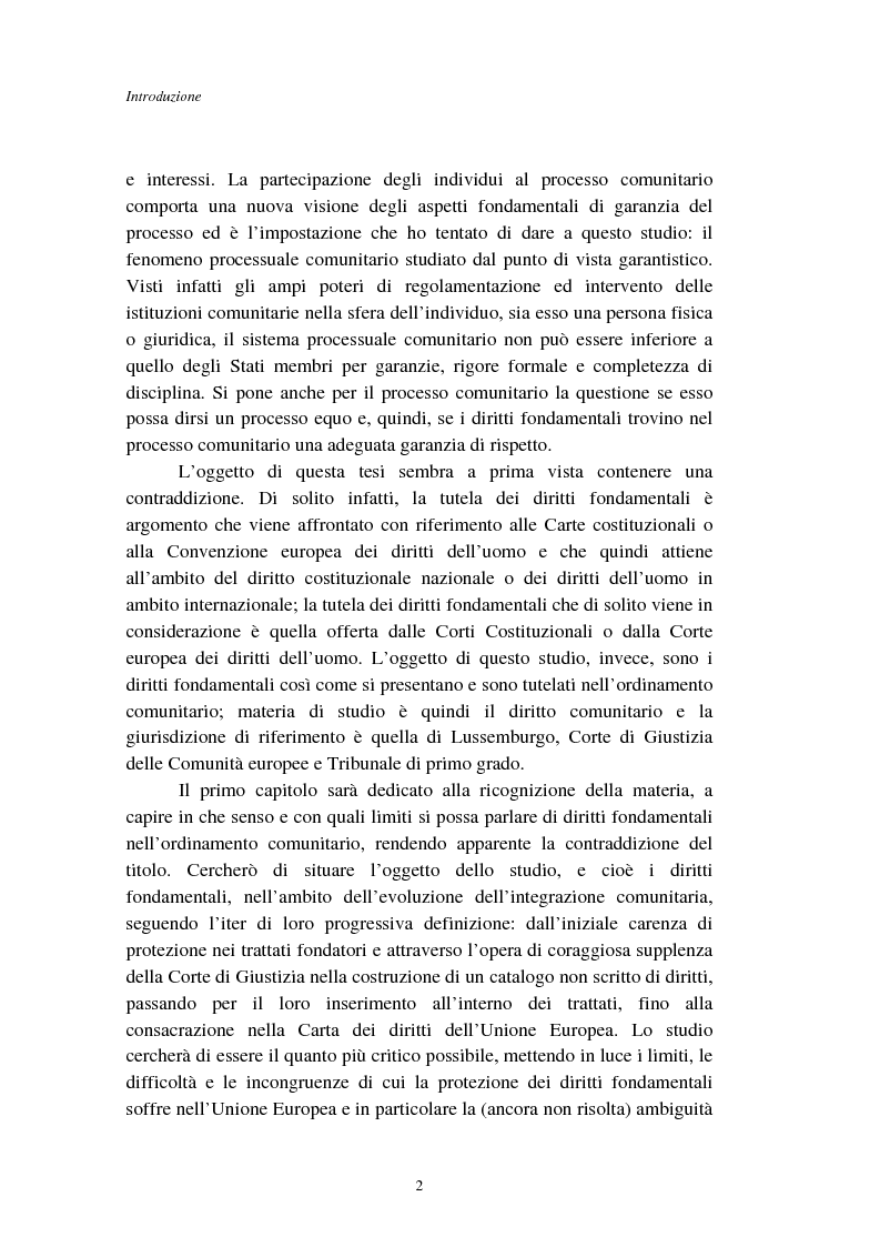 Anteprima della tesi: I diritti fondamentali nel processo comunitario, Pagina 2
