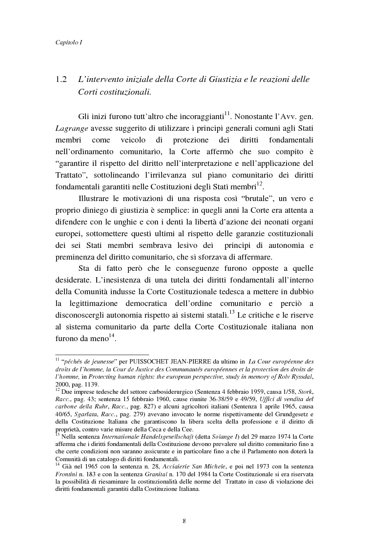 Anteprima della tesi: I diritti fondamentali nel processo comunitario, Pagina 8