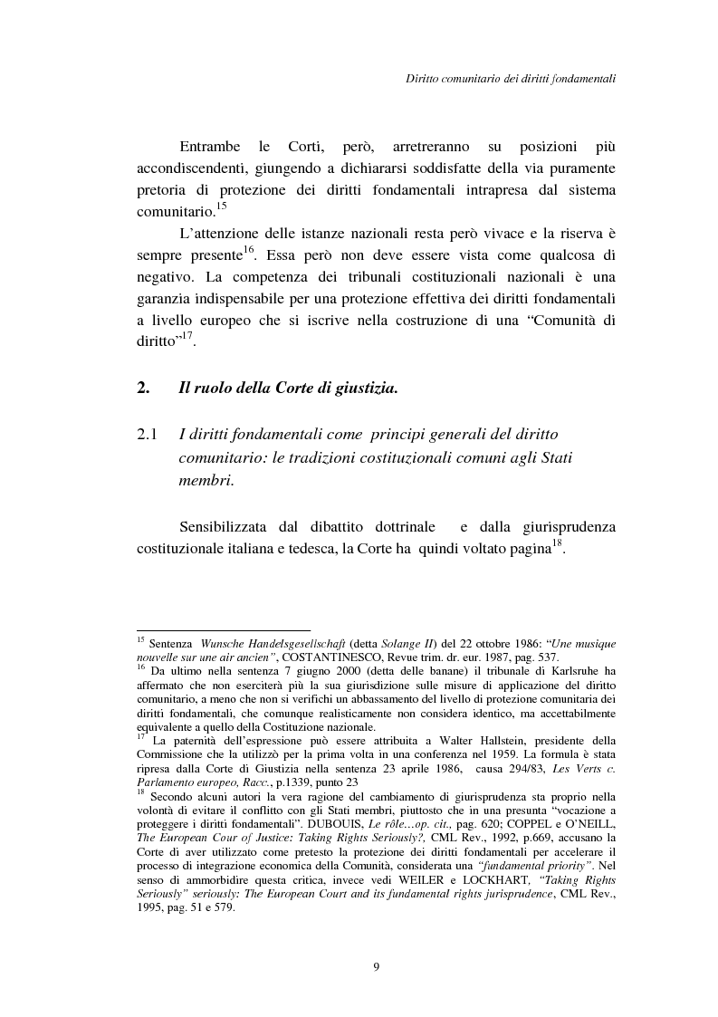 Anteprima della tesi: I diritti fondamentali nel processo comunitario, Pagina 9
