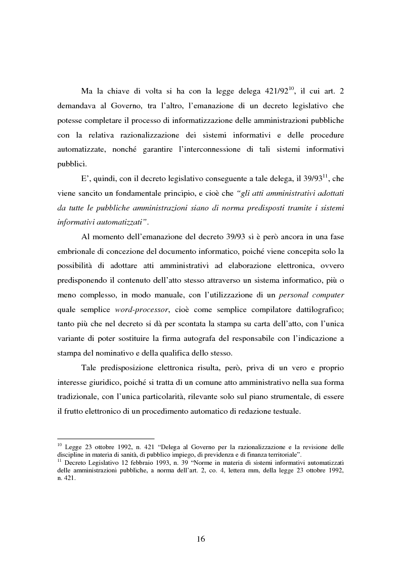 Anteprima della tesi: L'informatizzazione della Pubblica Amministrazione. Aspetti giuridici delle innovazioni tecnologiche nell'azione amministrativa, Pagina 13