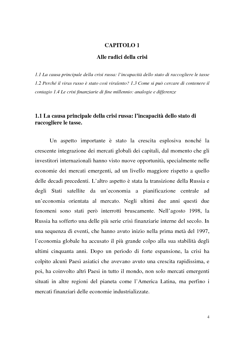 Anteprima della tesi: La crisi finanziaria russa e l'impatto sul sistema bancario internazionale, Pagina 4