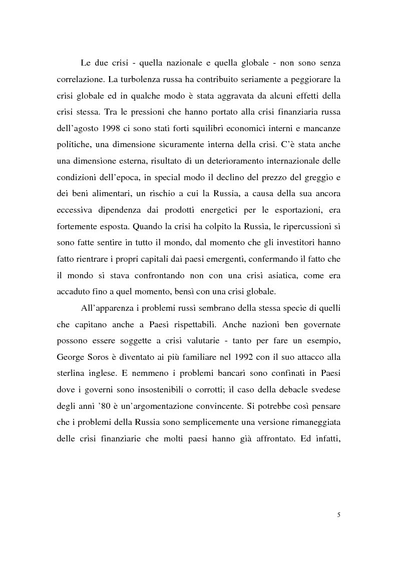 Anteprima della tesi: La crisi finanziaria russa e l'impatto sul sistema bancario internazionale, Pagina 5