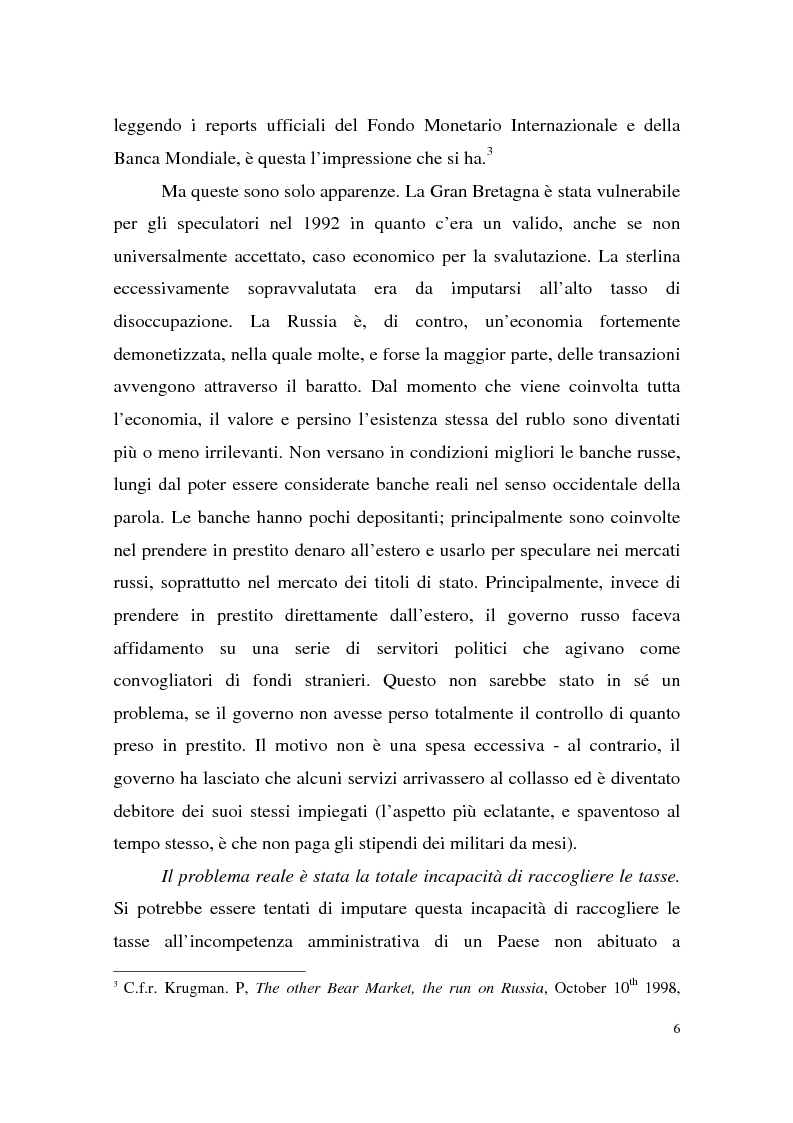 Anteprima della tesi: La crisi finanziaria russa e l'impatto sul sistema bancario internazionale, Pagina 6