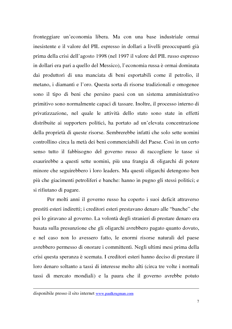 Anteprima della tesi: La crisi finanziaria russa e l'impatto sul sistema bancario internazionale, Pagina 7