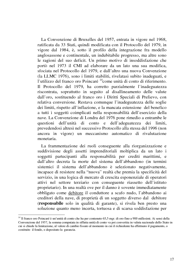 Anteprima della tesi: La limitazione di responsabilità per i crediti marittimi, Pagina 14