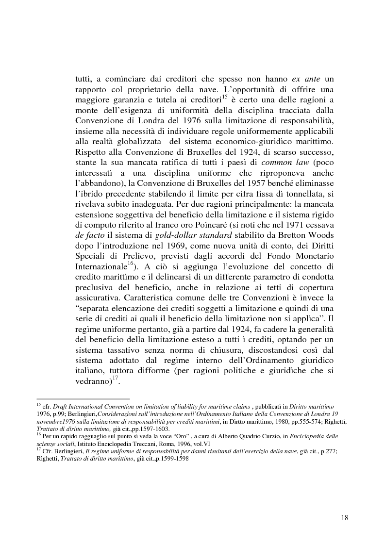 Anteprima della tesi: La limitazione di responsabilità per i crediti marittimi, Pagina 15