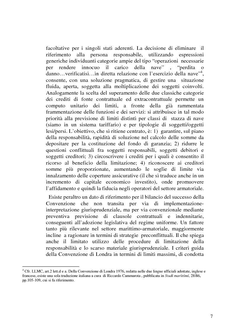 Anteprima della tesi: La limitazione di responsabilità per i crediti marittimi, Pagina 4