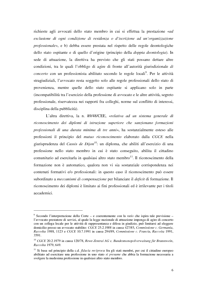 Anteprima della tesi: Due profili problematici della libertà di stabilimento degli avvocati nella Comunità europea: le società professionali a responsabilità limitata e la pratica multidisciplinare. Sguardo comparatistico tra Germania, Gran Bretagna, Francia e Italia, Pagina 3