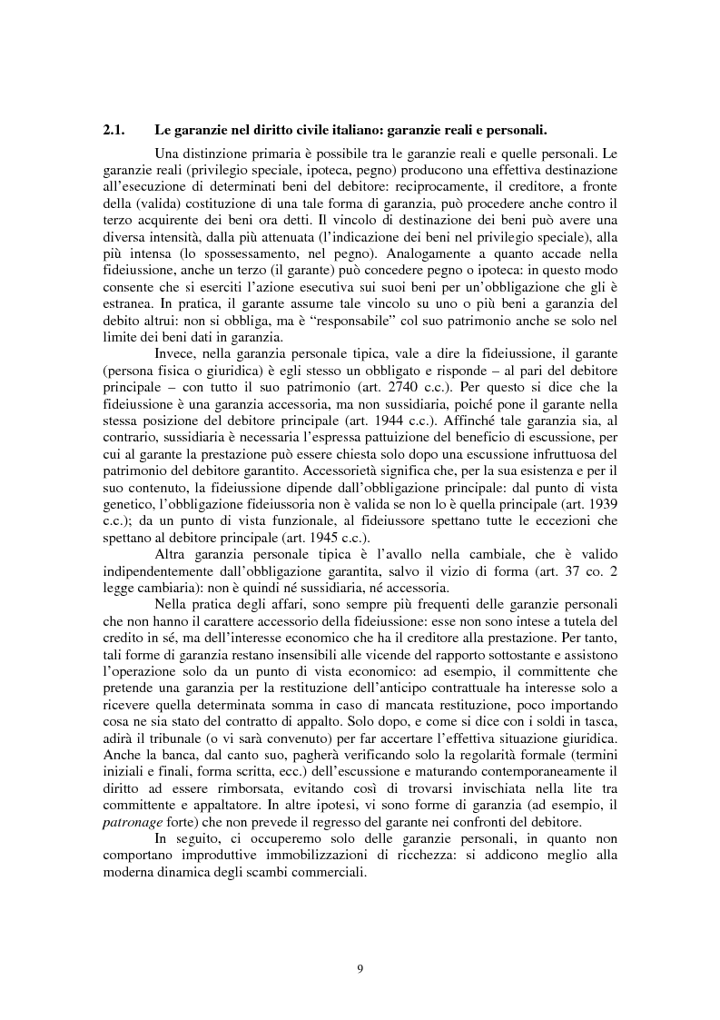 Anteprima della tesi: Le garanzie personali nel diritto civile italiano e nel diritto del commercio internazionale, Pagina 5