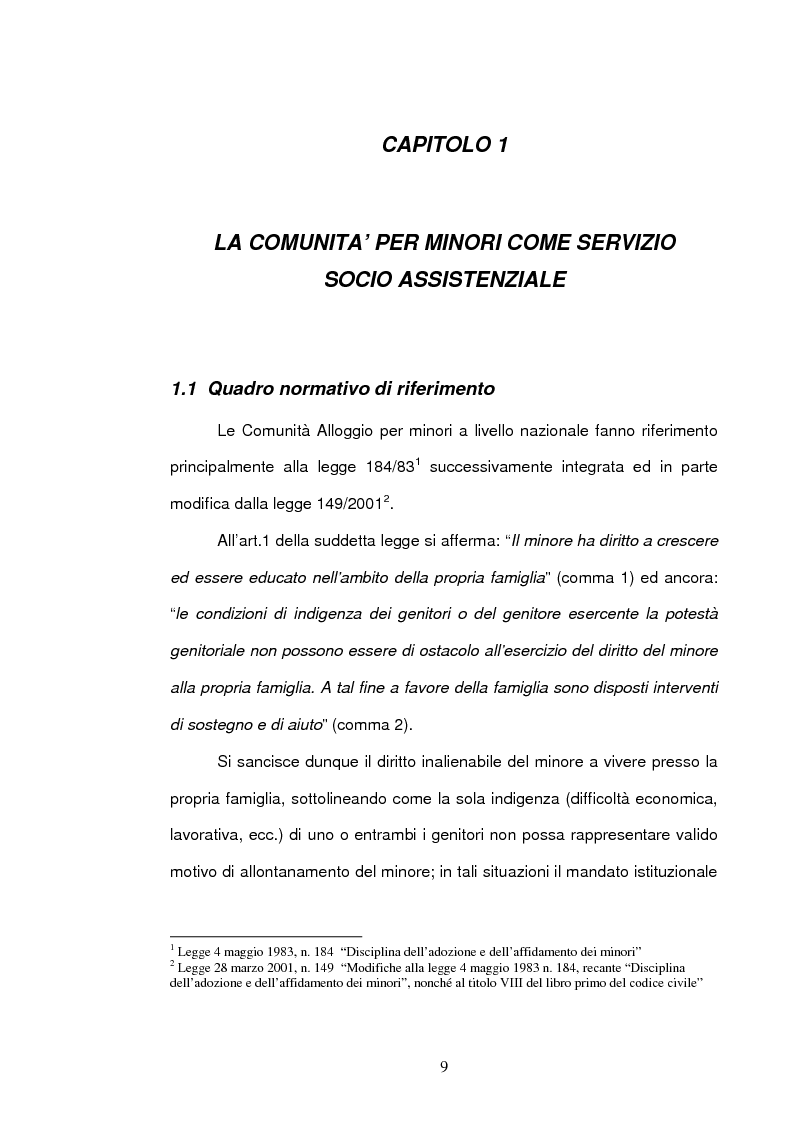 Anteprima della tesi: La comunità per minori: viaggio alla ricerca di significati, Pagina 7