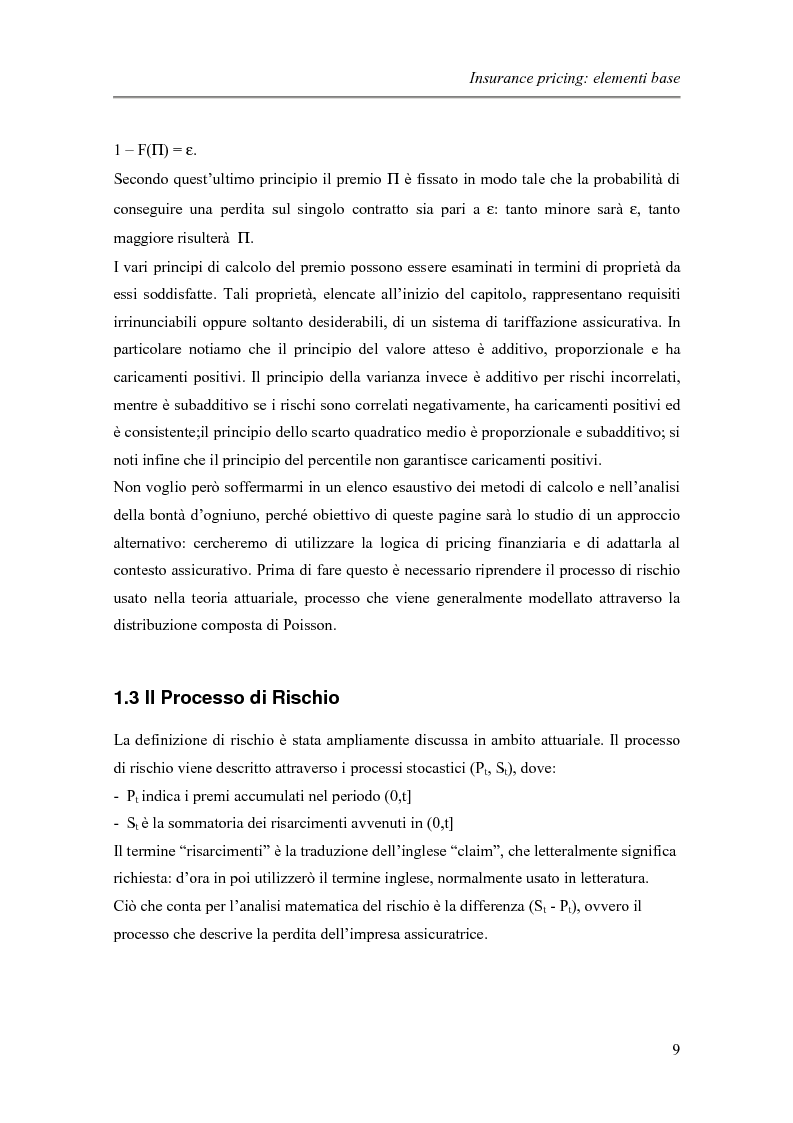 Anteprima della tesi: Approccio finanziario per il calcolo del premio assicurativo, Pagina 11