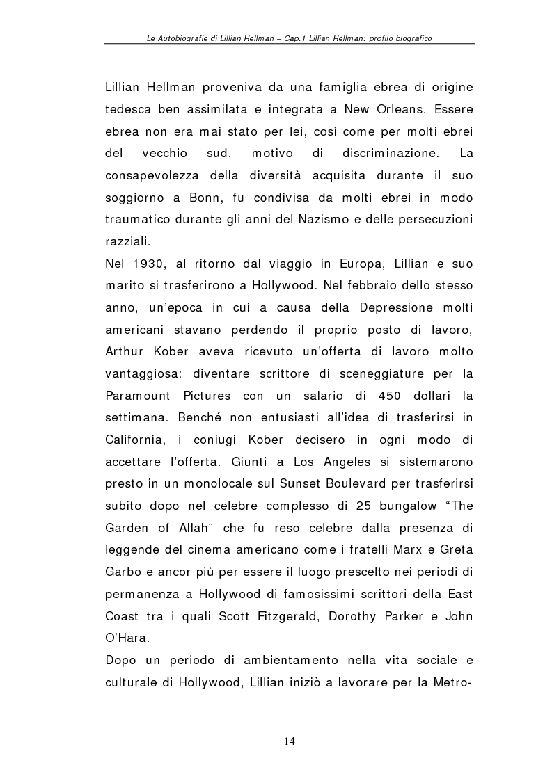Anteprima della tesi: Le autobiografie di Lillian Hellman, Pagina 13