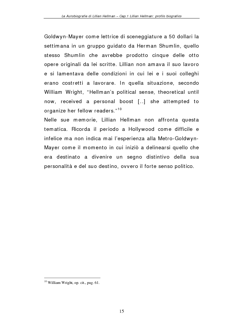 Anteprima della tesi: Le autobiografie di Lillian Hellman, Pagina 14