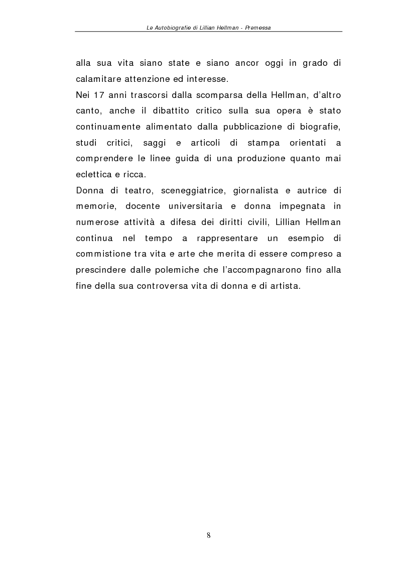 Anteprima della tesi: Le autobiografie di Lillian Hellman, Pagina 7