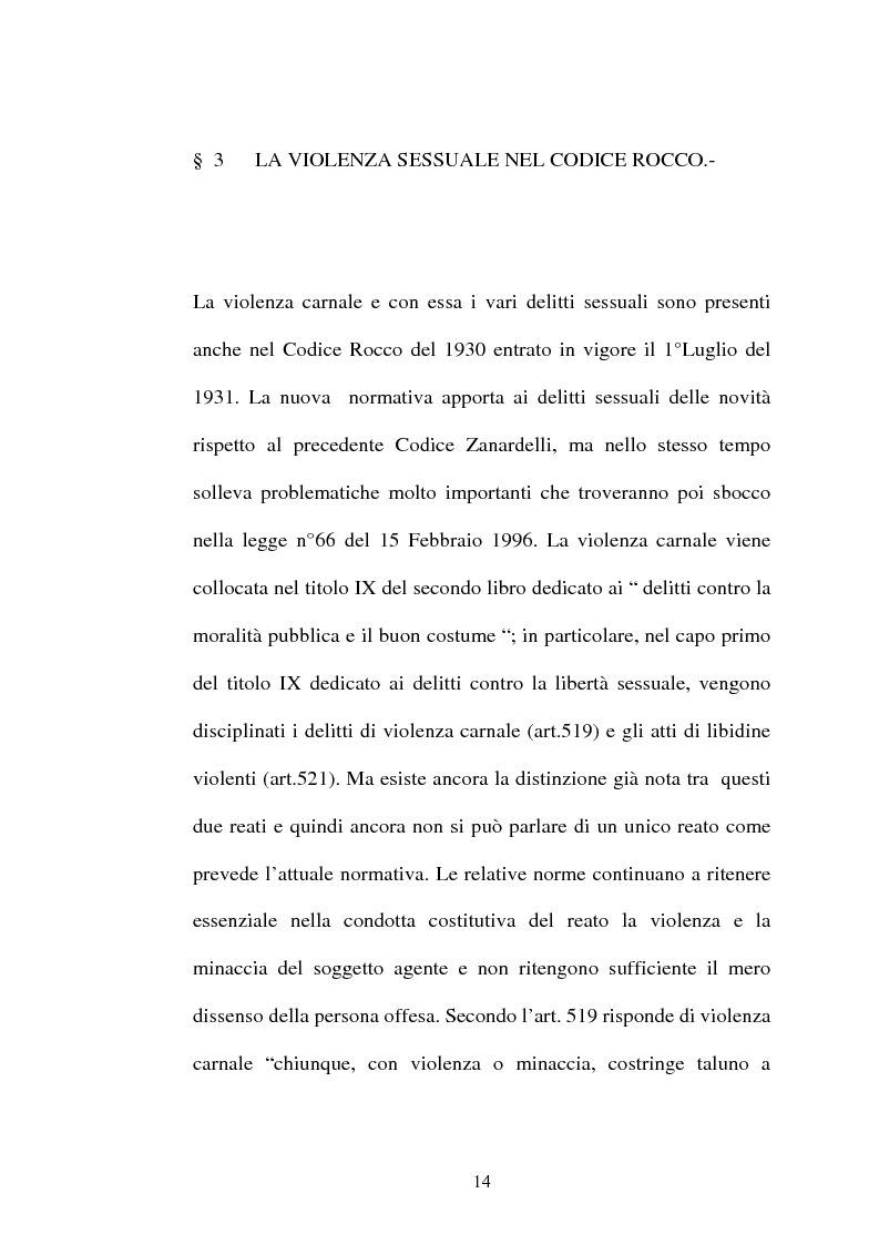 Anteprima della tesi: L'art. 609/bis c.p.: la violenza sessuale, Pagina 14