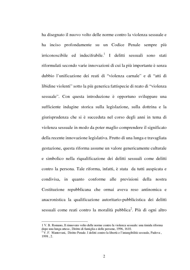 Anteprima della tesi: L'art. 609/bis c.p.: la violenza sessuale, Pagina 2