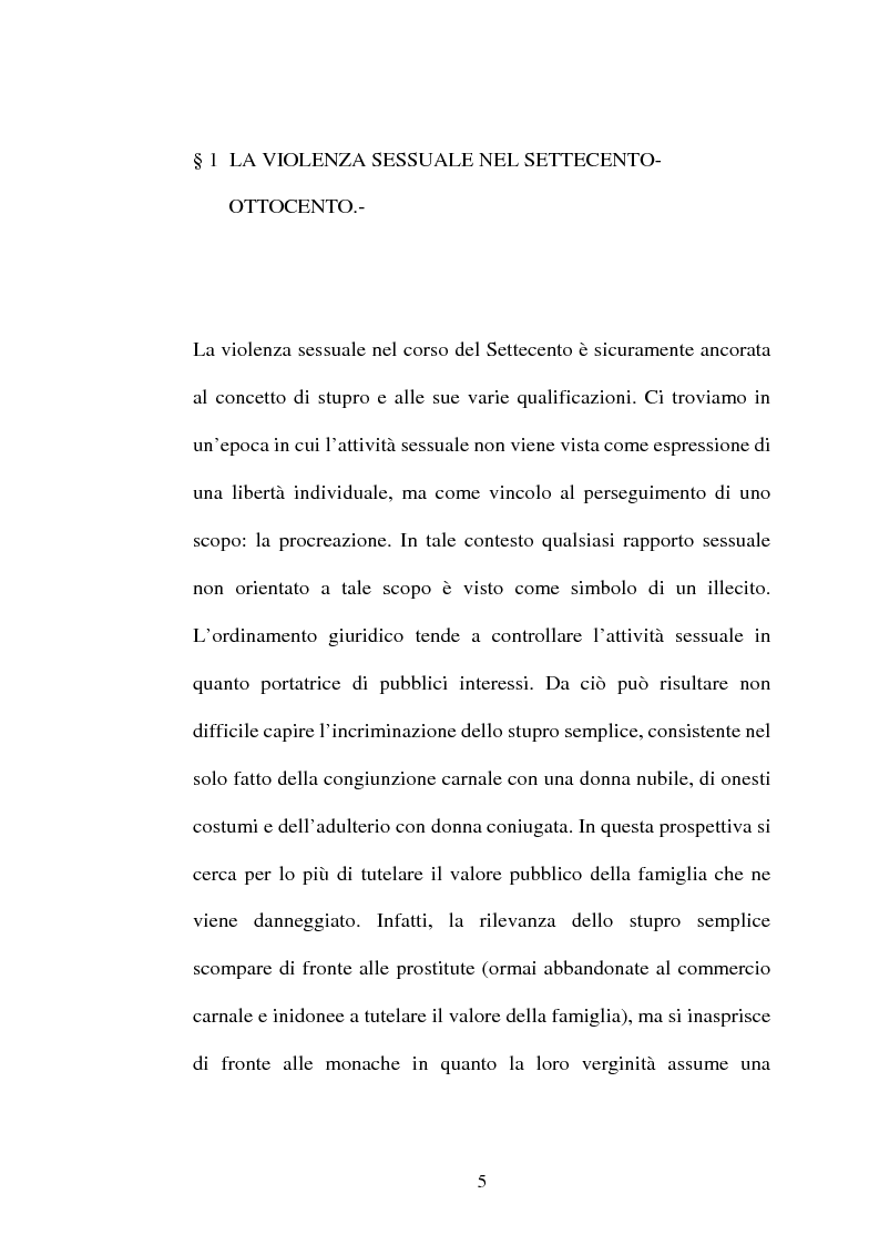 Anteprima della tesi: L'art. 609/bis c.p.: la violenza sessuale, Pagina 5