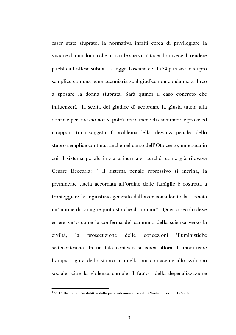 Anteprima della tesi: L'art. 609/bis c.p.: la violenza sessuale, Pagina 7