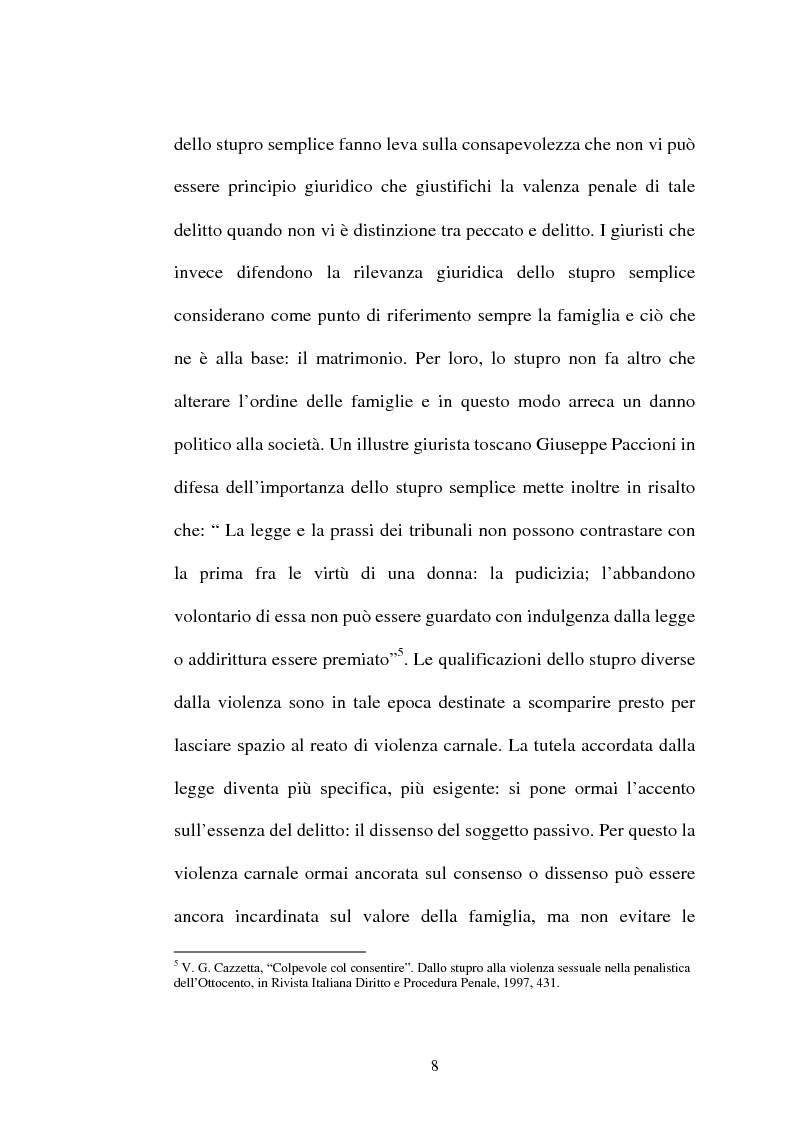 Anteprima della tesi: L'art. 609/bis c.p.: la violenza sessuale, Pagina 8