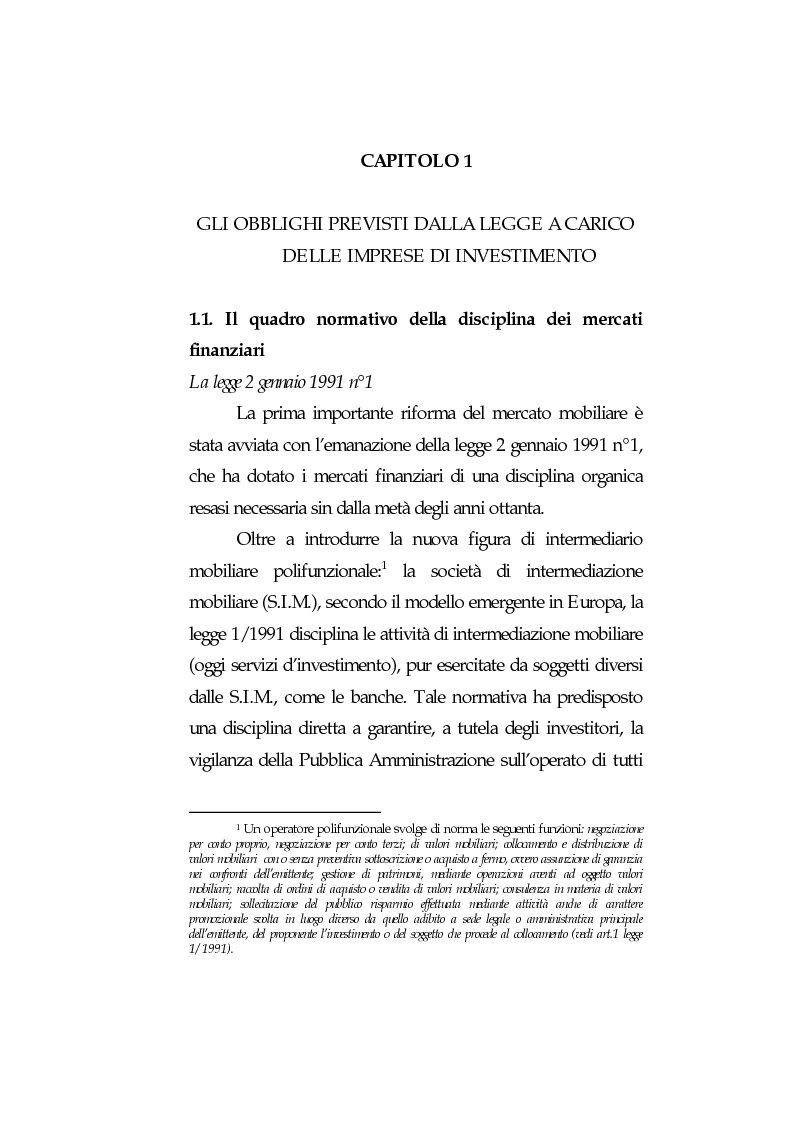 Anteprima della tesi: Obblighi di comportamento e responsabilità degli intermediari finanziari, Pagina 4