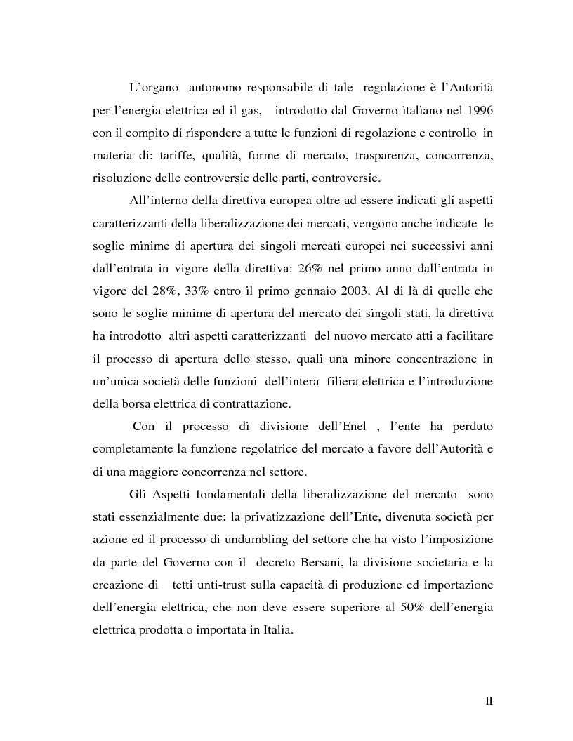 Anteprima della tesi: La liberalizzazione del settore elettrico: analisi e prospettive concorrenziali, Pagina 2