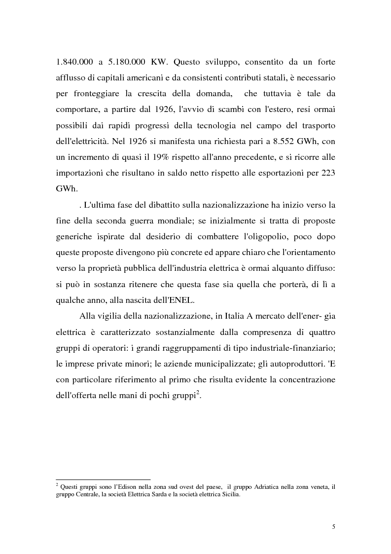 Anteprima della tesi: La liberalizzazione del settore elettrico: analisi e prospettive concorrenziali, Pagina 8