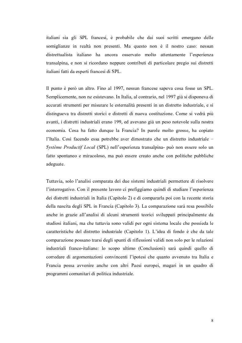 Anteprima della tesi: I distretti industriali: un confronto tra l'esperienza italiana e quella francese, Pagina 5