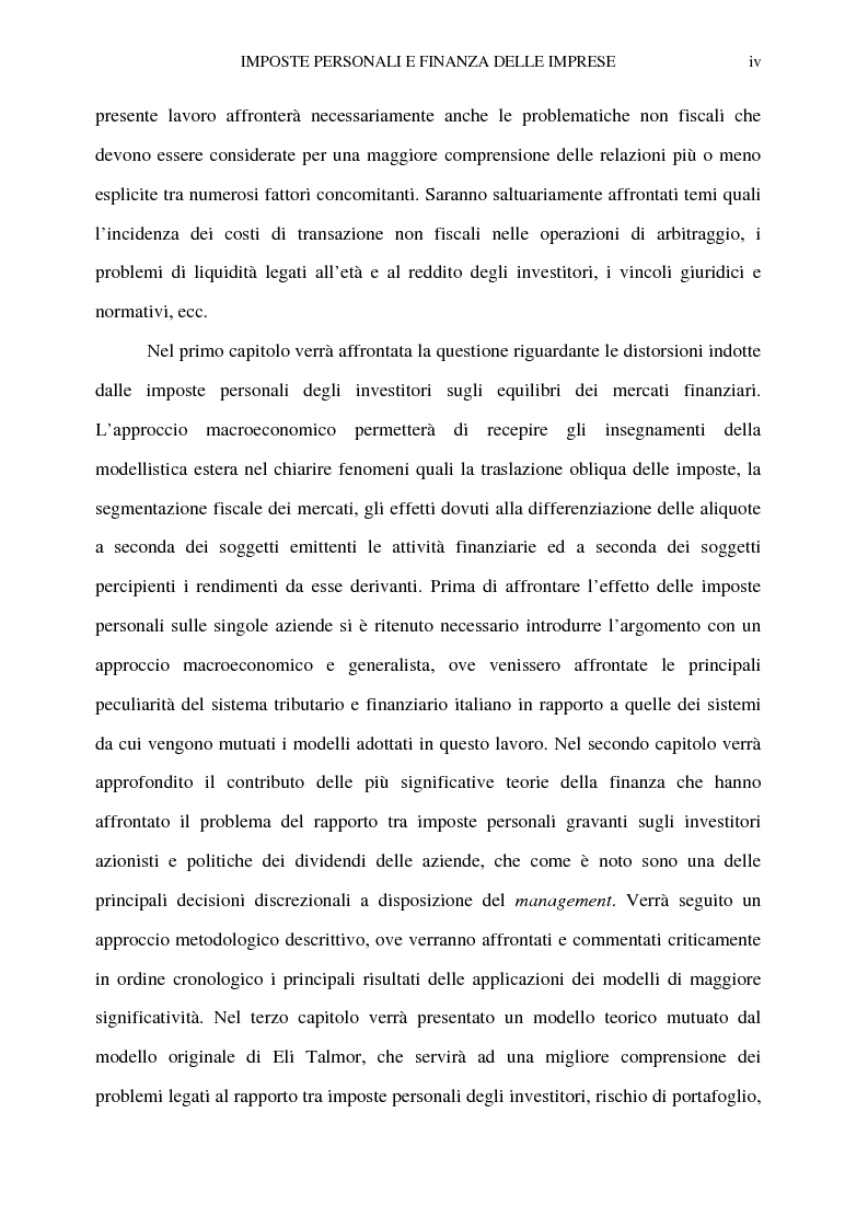 Anteprima della tesi: Le imposte personali e la finanza delle imprese italiane. Gli insegnamenti della modellistica finanziaria estera, Pagina 4
