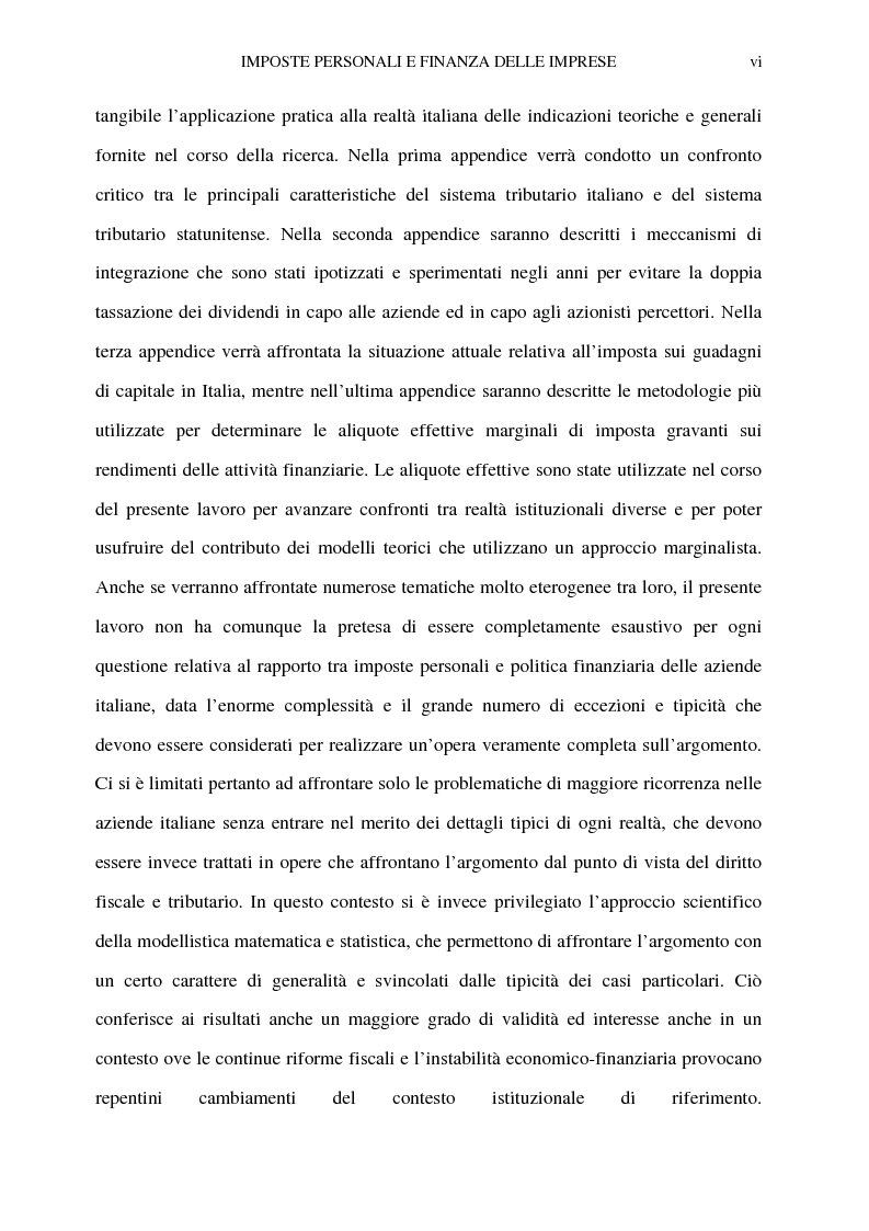 Anteprima della tesi: Le imposte personali e la finanza delle imprese italiane. Gli insegnamenti della modellistica finanziaria estera, Pagina 6