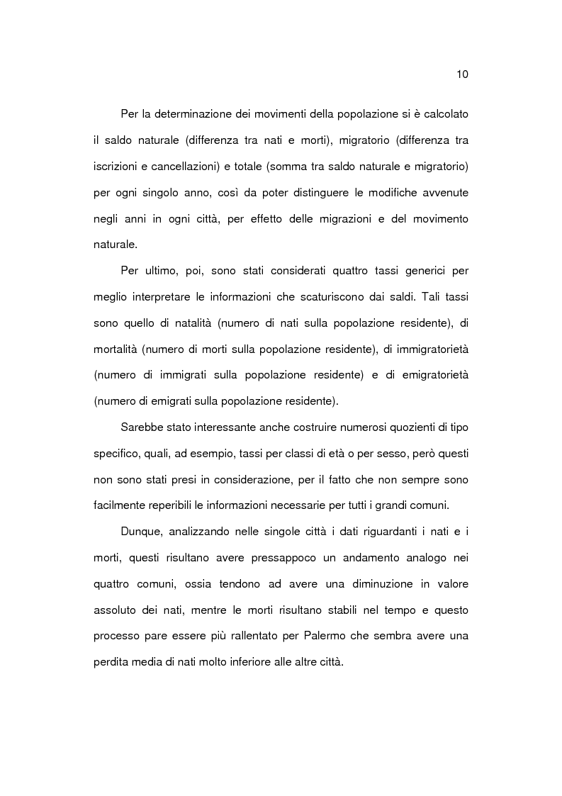 Anteprima della tesi: Analisi socioeconomica e demografica dei 4 grandi comuni del Mezzogiorno, Pagina 10
